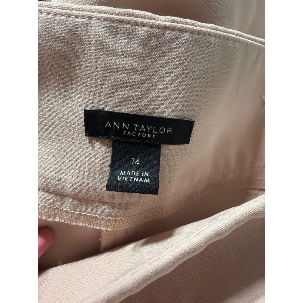 Ann Taylor Factory Pink Tie Waist Wide Leg Dress Pants Trousers 14 - Picture 3 of 11